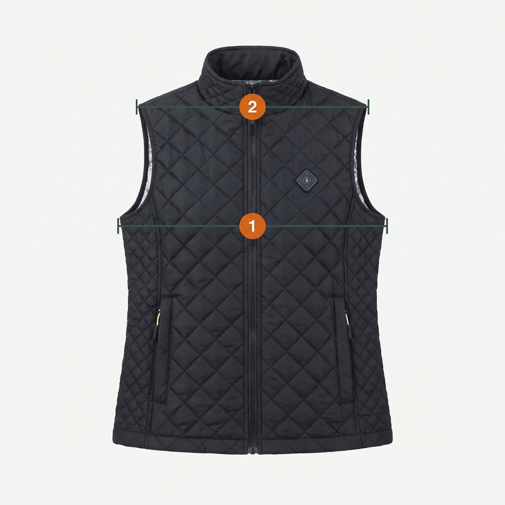 Vest with two measuring lines: 1 chest, 2 shoulder width