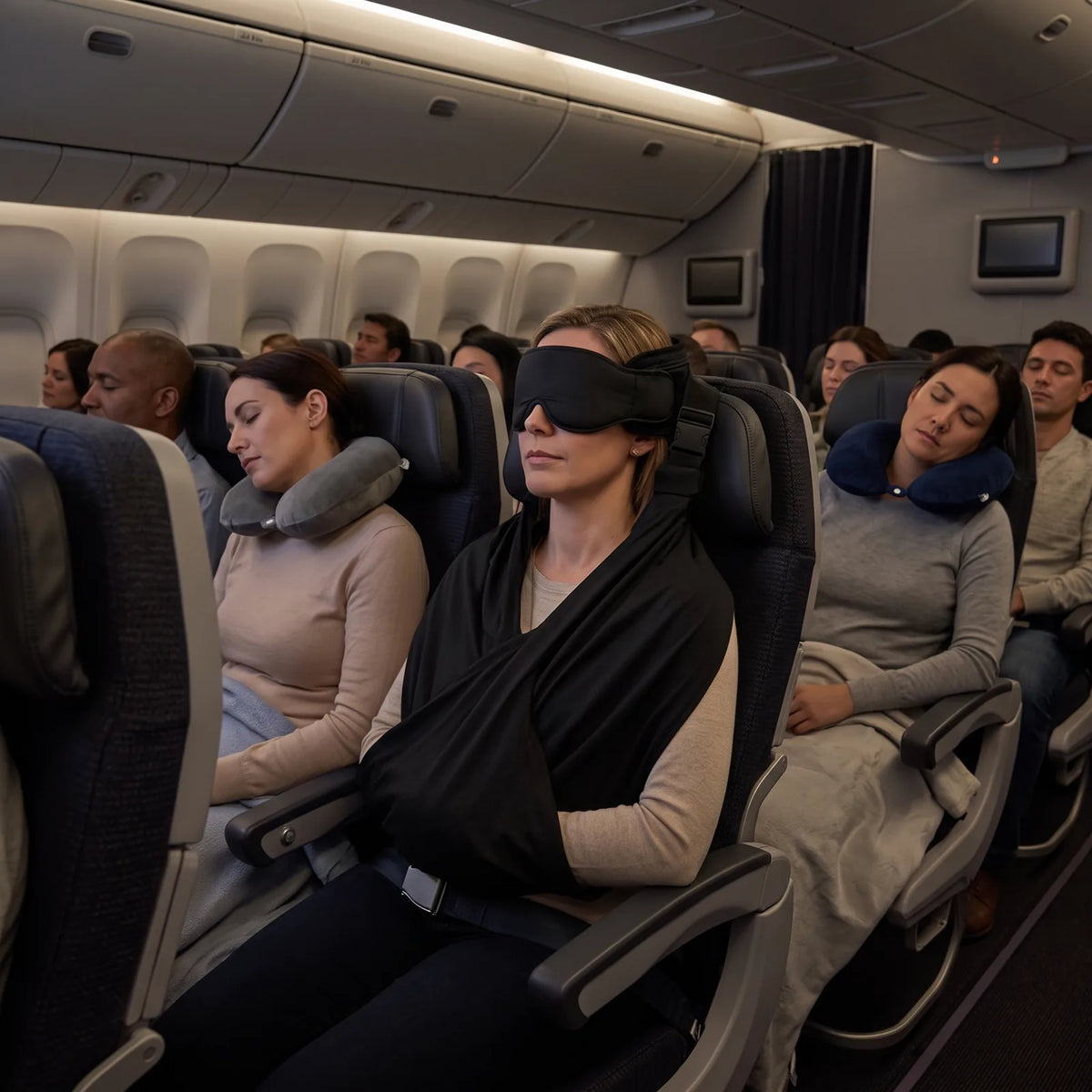 Nachtflug in der Economy: Kopf bleibt mit dem Reise-Schlafset aufrecht