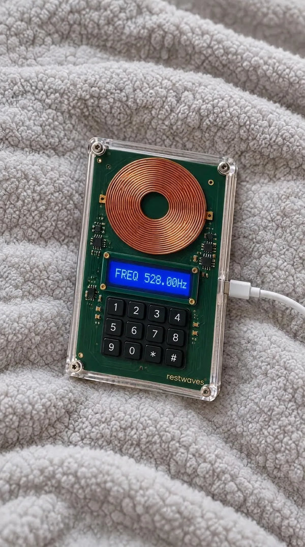 Restwaves frequency generator on a fleece blanket